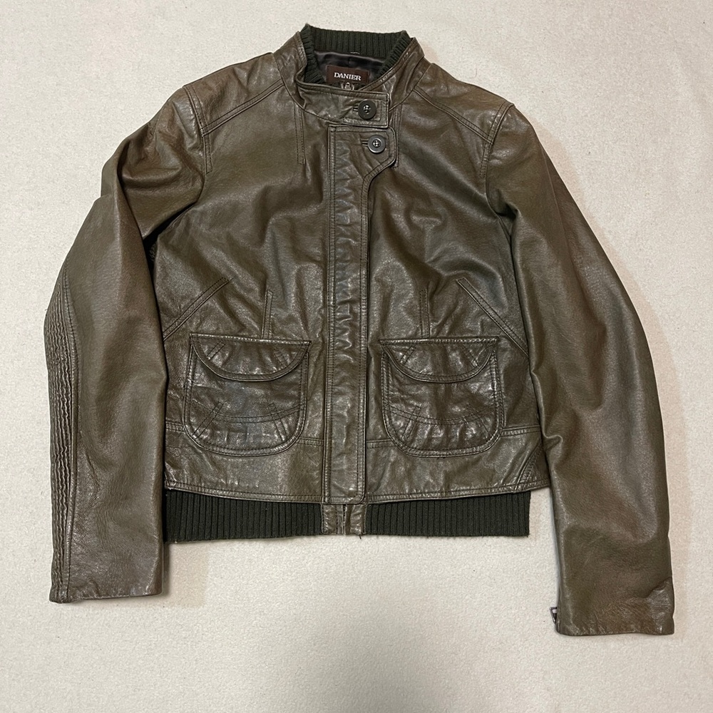 Danier Olive Green Leather Jacket